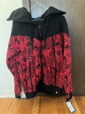 Southpole Authentic Collection Red Black Zip Hoodie M NWT
